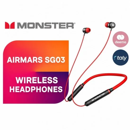 Monster Wireless Bluetooth Headset with Low Latency and 18-Hour Battery Life - Red